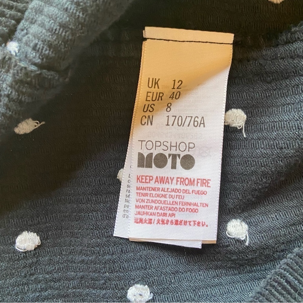 Topshop Black Corduroy Polka Dot Mini Skirt - Picture 6 of 8